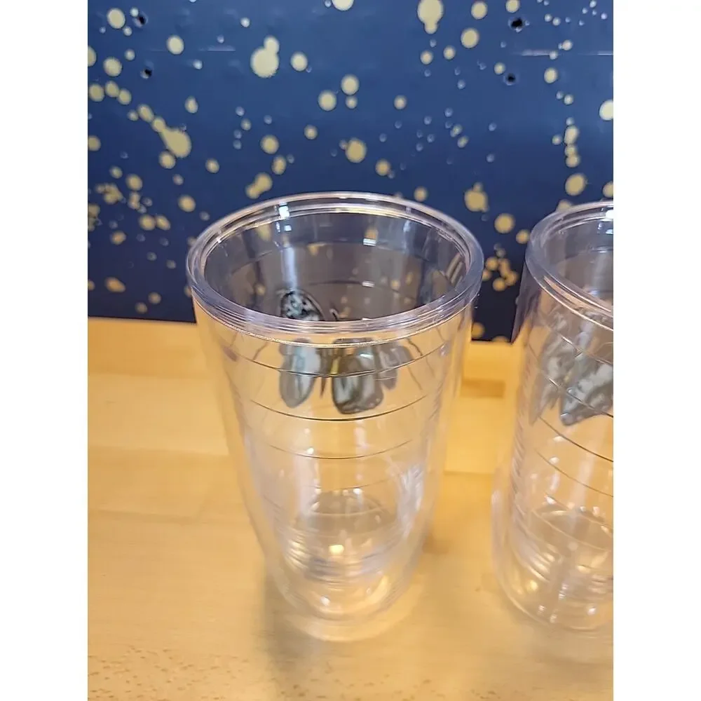 Tervis tumblers (Set of 4) Blue Butterfly 16 oz w/ lids and straws Insulated